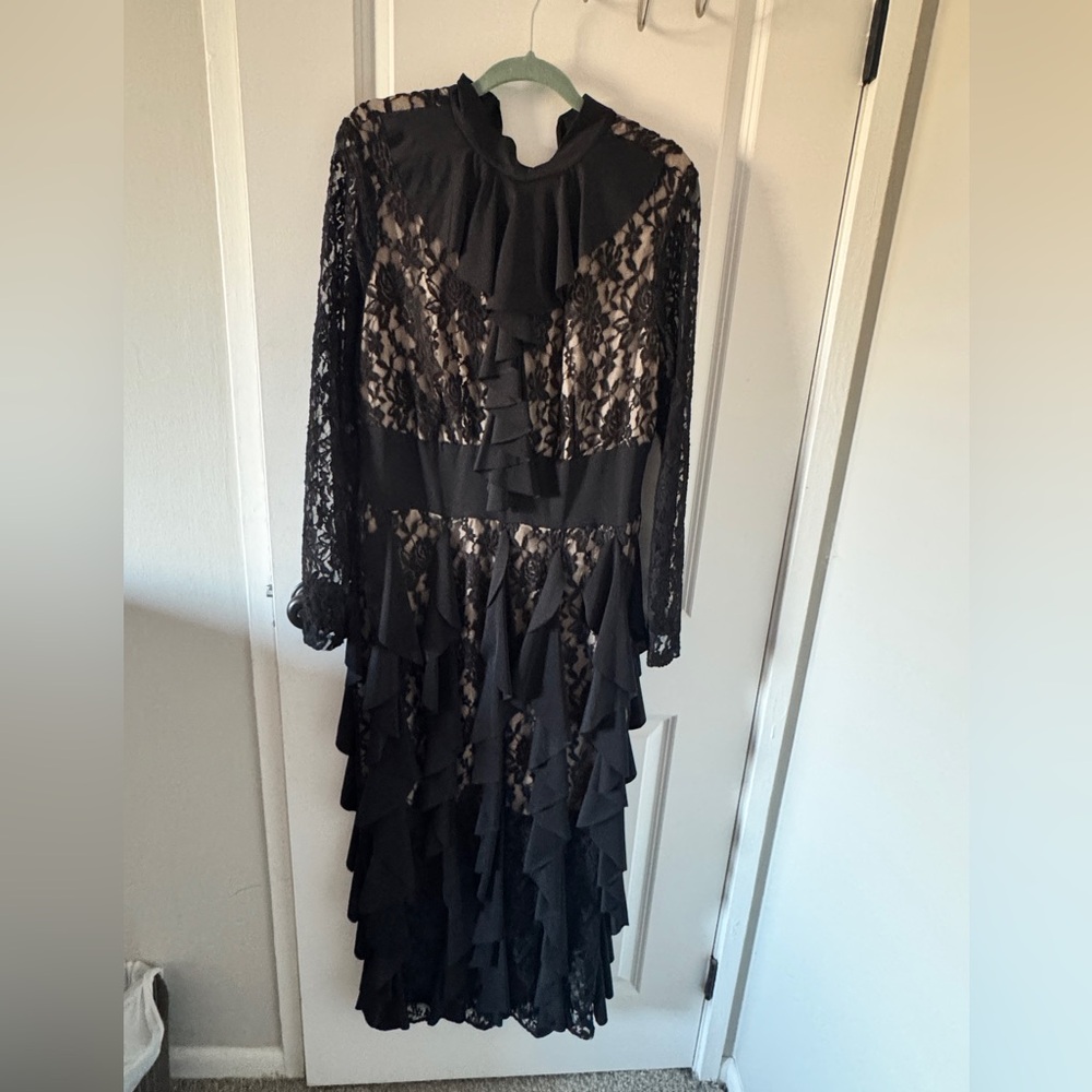 Ashley Stewart Black Lace Ruffle Dress
